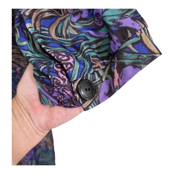 Sears Vintage Asymmetrical Dress with Purple and Blue Floral Pattern Size 16 - Picture 3 of 5